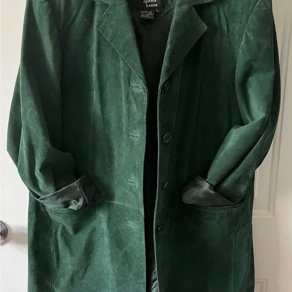 Dennis Basso Green 100% Leather Suede Jacket Sz L. - Picture 11 of 14